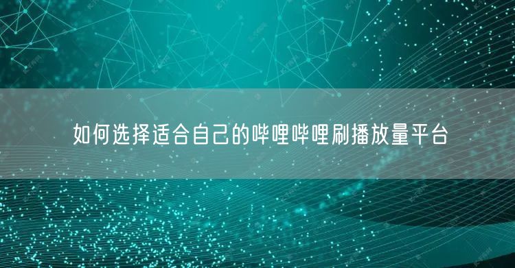 如何选择适合自己的哔哩哔哩刷播放量平台