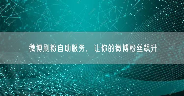 微博刷粉自助服务，让你的微博粉丝飙升