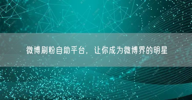 微博刷粉自助平台，让你成为微博界的明星