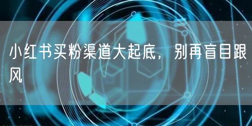 小红书买粉渠道大起底，别再盲目跟风